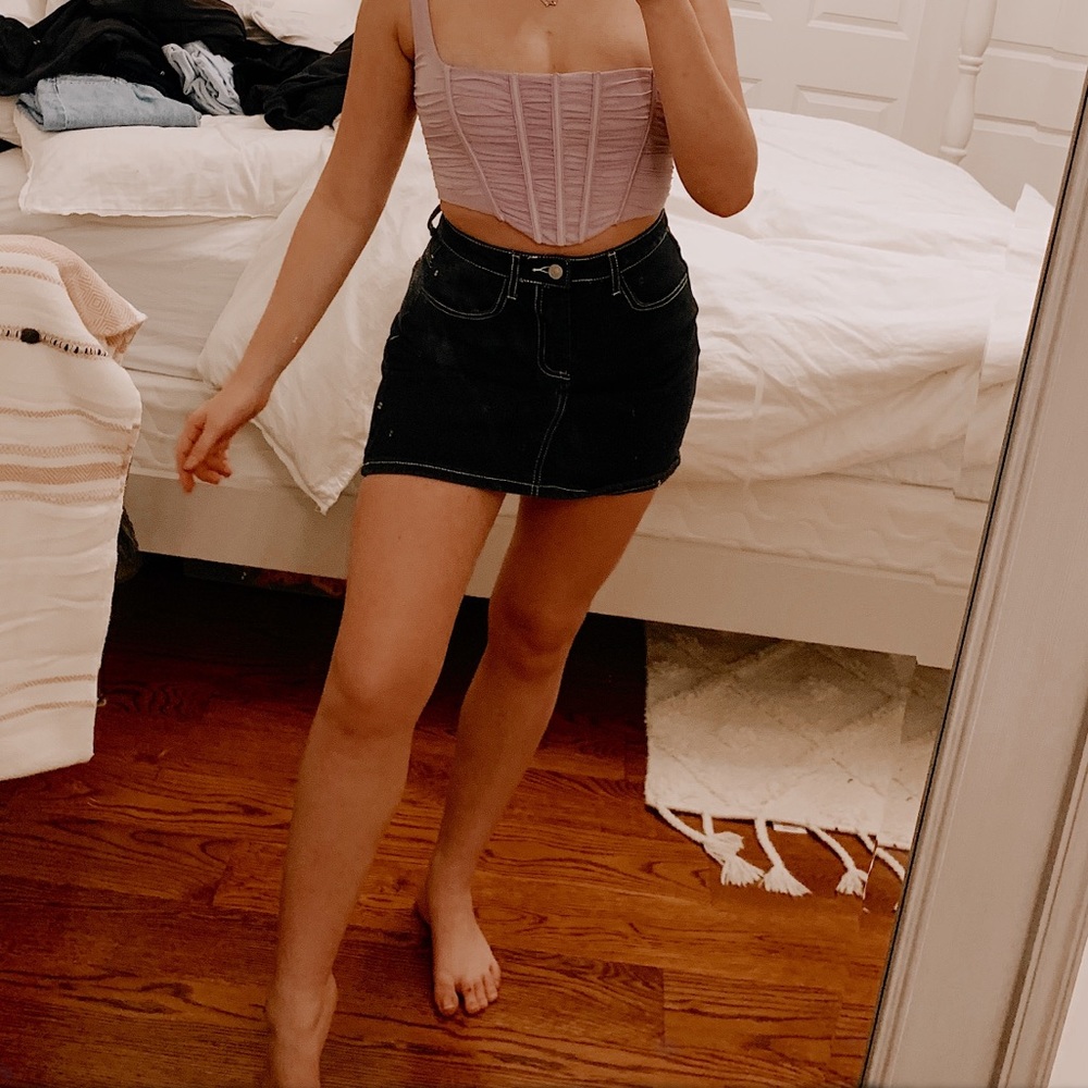 Black denim jean skirt